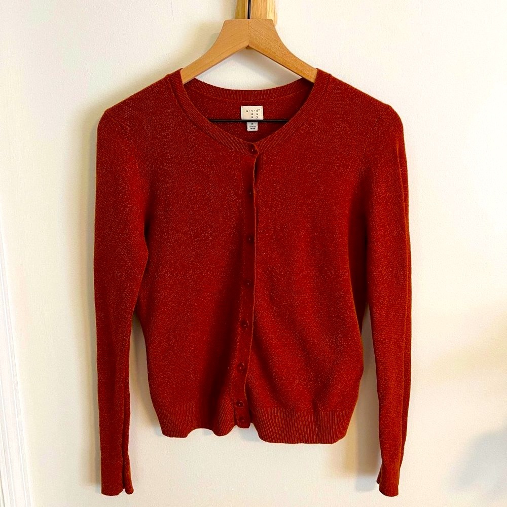 A New Day Burnt Orange Button Up Cardigan